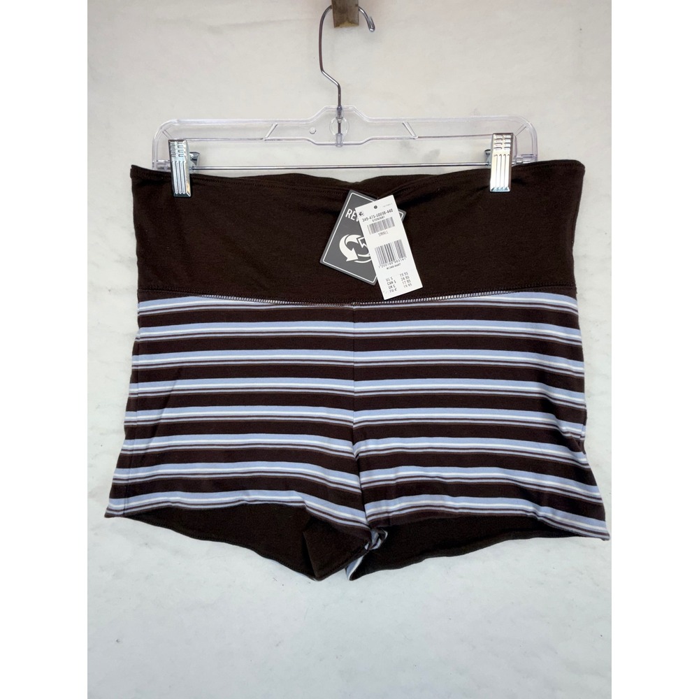 Hollister reversible Brown Striped High Rise Shorts Blue White Y2K Small-NWT